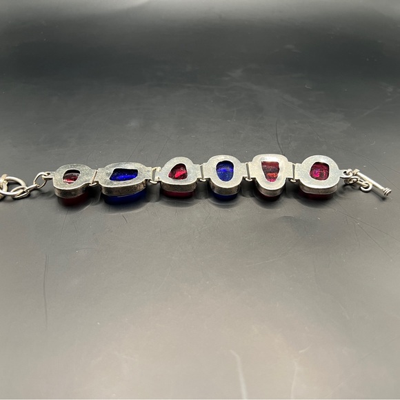 Sterling Silver Bracelet with Multicolored Stones - Picture 7 of 7